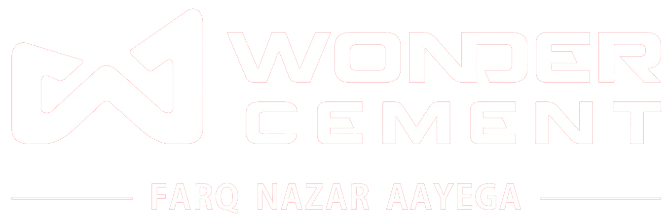Wonder Cement logo with its tagline, 'Farq Nazar Aayega', displayed against a black background.